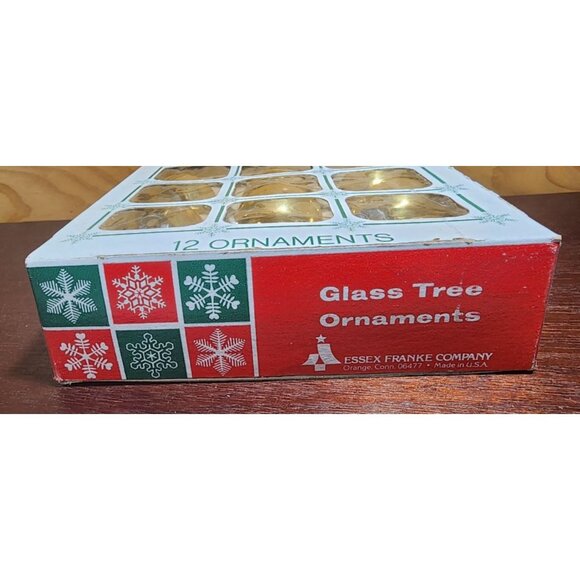 ESSEX FRANKE COMPANY GLASS GOLD BALL CHRISTMAS ORNAMENTS 2” DIAMETER Box Of 9 - Picture 4 of 8